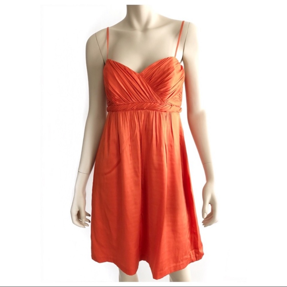 Shoshanna gathered bodice silk cocktail dress